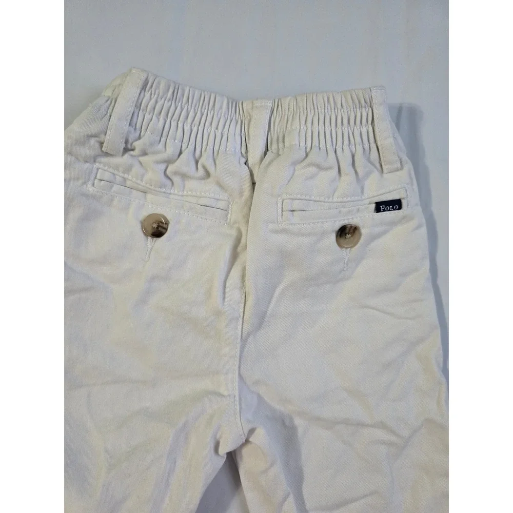 Ralph Lauren Baby Boys Cream White Chino Pants Size 6M Elastic Waist Trousers